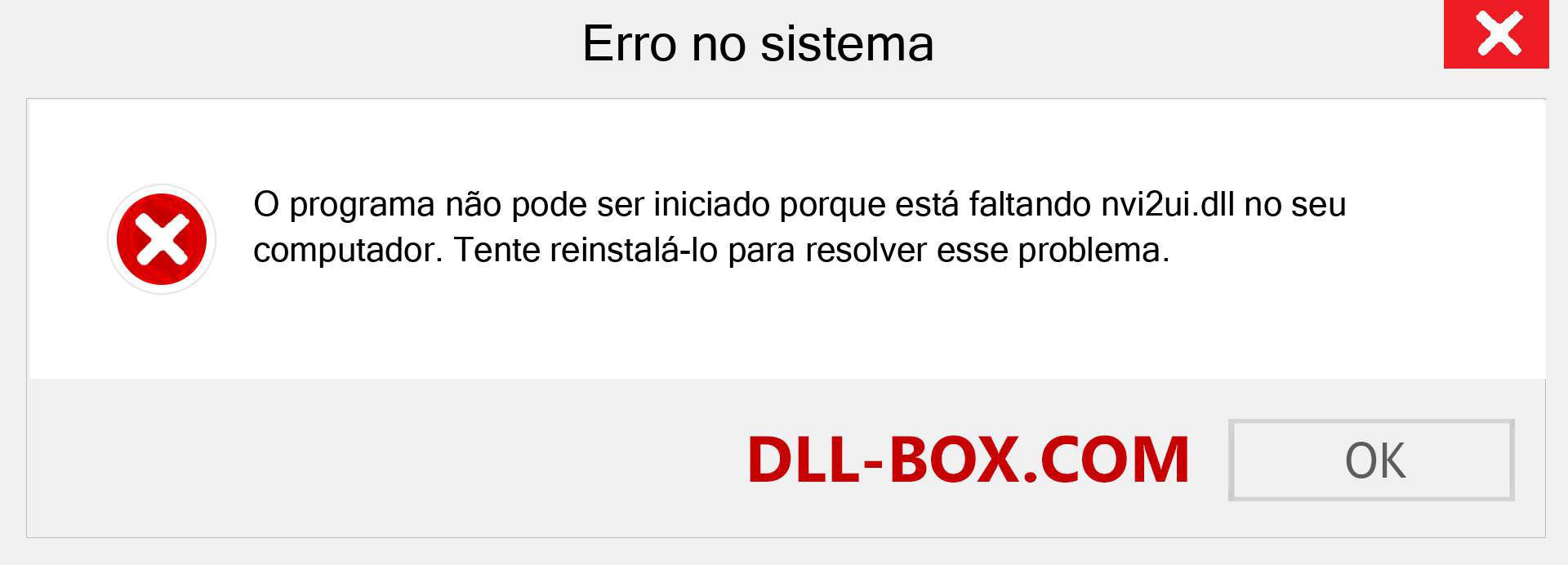 Arquivo nvi2ui.dll ausente ?. Download para Windows 7, 8, 10 - Correção de erro ausente nvi2ui dll no Windows, fotos, imagens